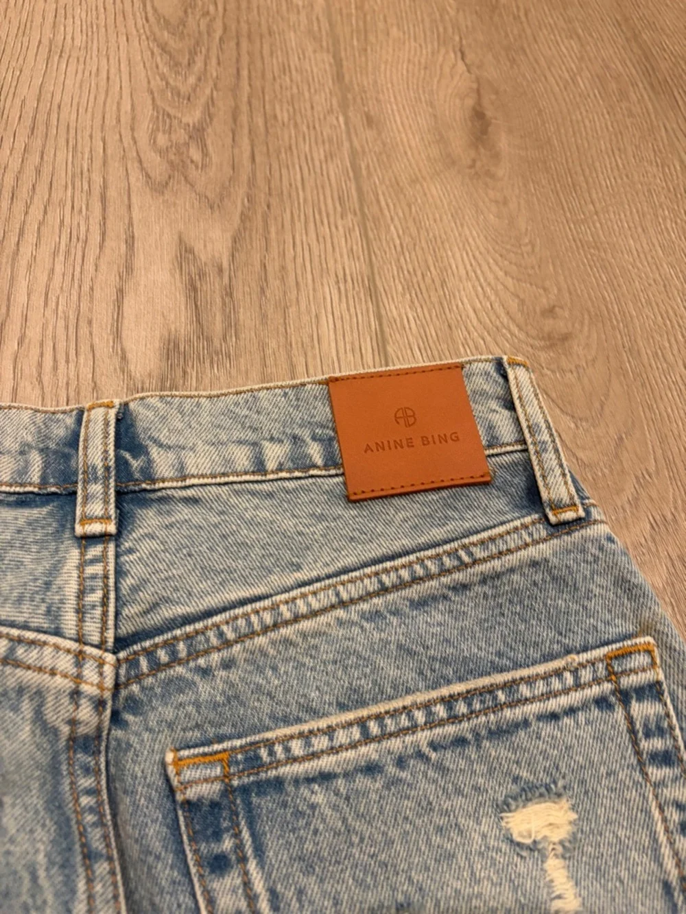 Anine Bing Gavin Straight Leg Jeans with Distressed Detail - Picture 11 of 12